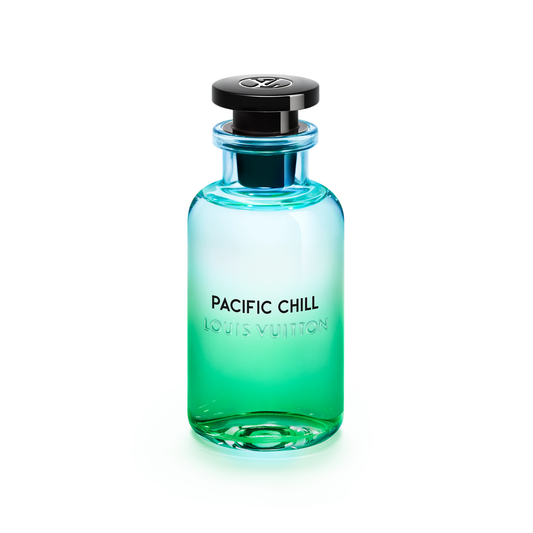 Louis Vuitton Pacific Chill cologne bottle in gradient blue and green glass with rounded cap